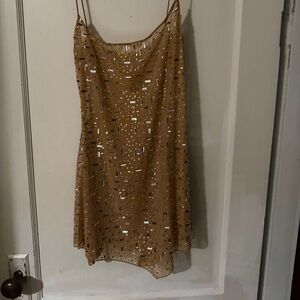 Oh Polly Tan Sequin Mini Dress